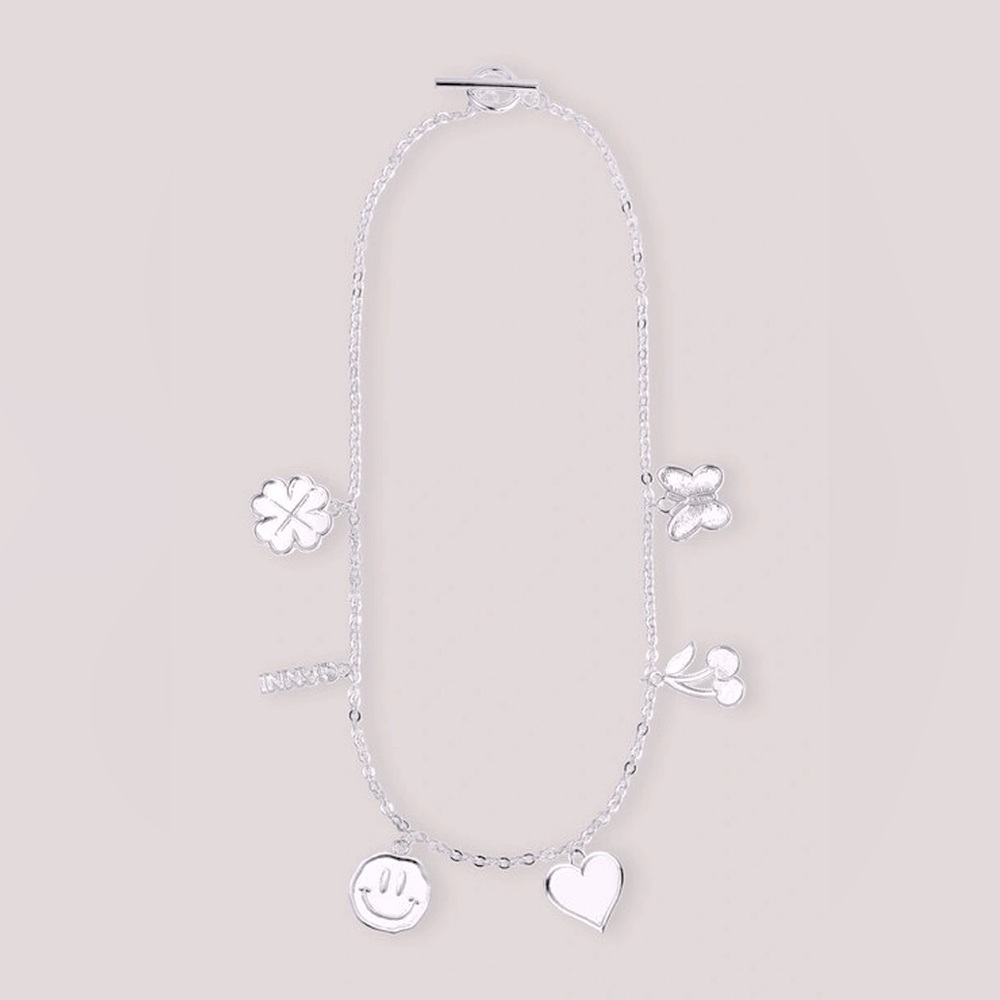 GANNI Silver Charm Necklace